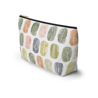 Watercolor Leaf Stamp Accessory Pouch w T-bottom in Green